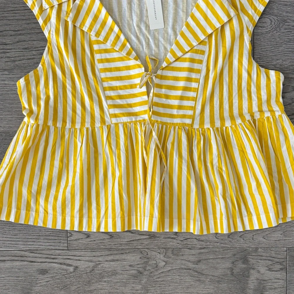 🌼ANTHROPOLGIE🌼 NWT Yellow Striped Sleeveless Top, Size XL - Picture 4 of 10